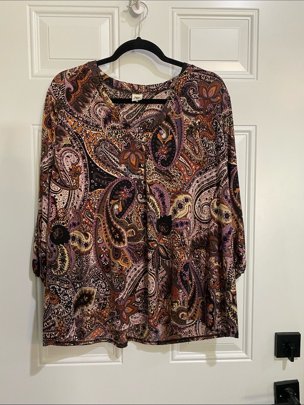 Sew in Love Paisley Print Long-Sleeve Women's Top - Purple/Brown